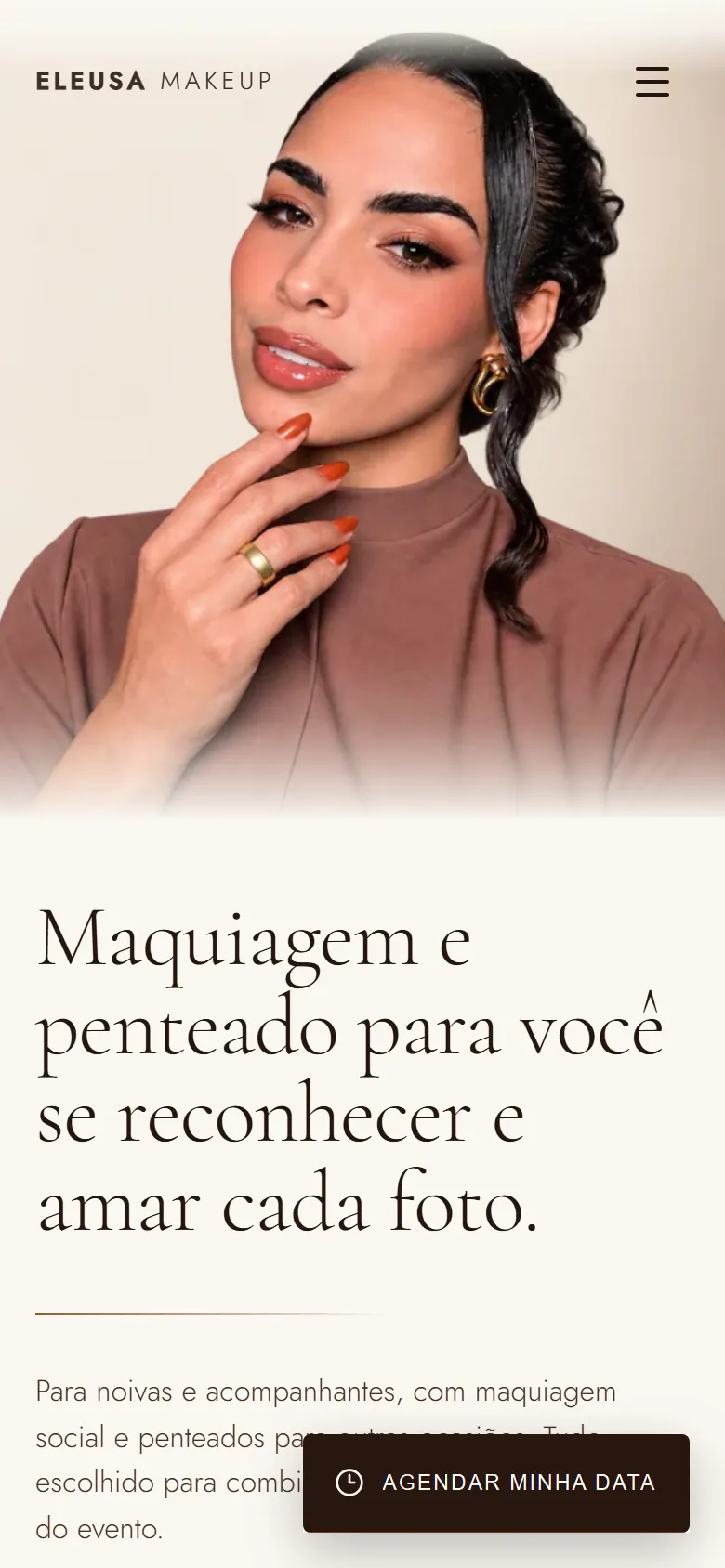 Página inicial do site Eleusa Makeup no celular