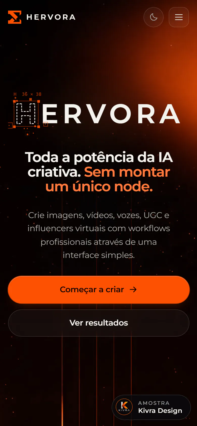 Página inicial do site Hervora no celular