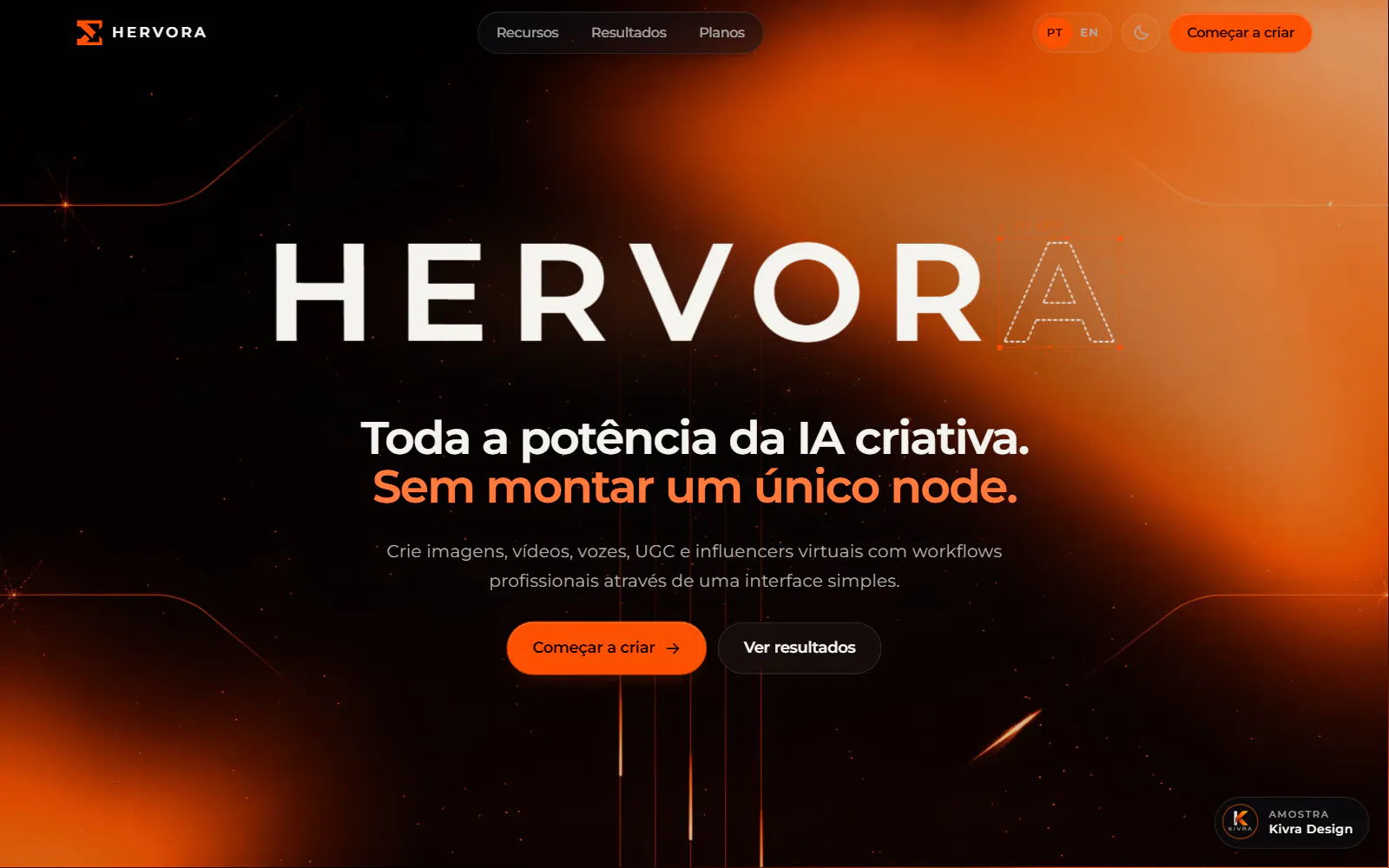 Página inicial do site Hervora no computador
